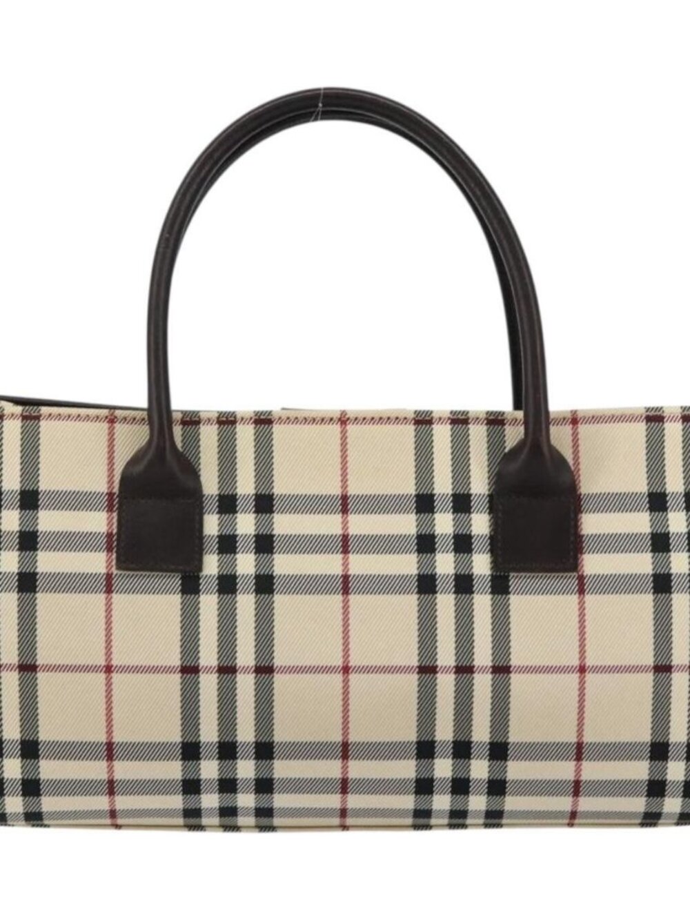 BURBERRY Nova Check Hand Bag Canvas Beige Silver Auth ka313 - Picture 3 of 16